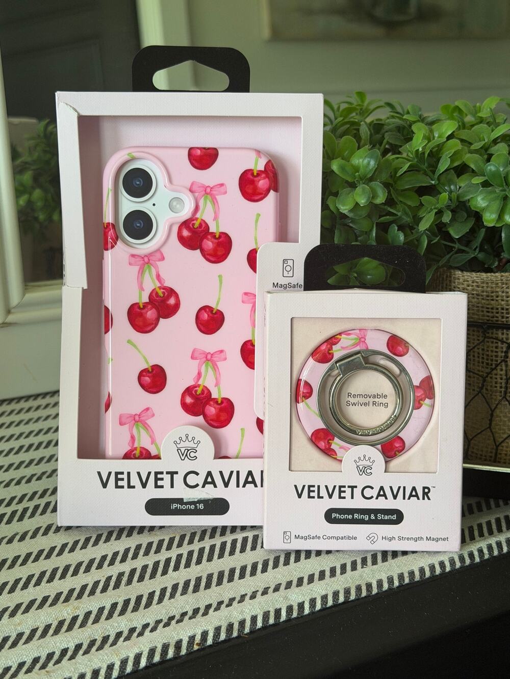 Velvet Caviar Sweet Cherry iPhone 16 MagSafe Case & Grip Ring Stand NIB
